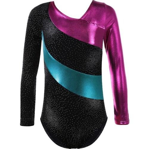 Girl Sparkling One Piece Gymnastic Leotard Bodysuit Ballet Dancewear Costume