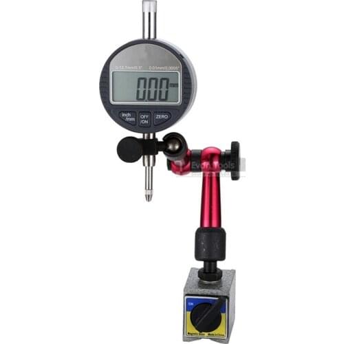 2Pcs Digital Dial Indicator 0-12.7mm/0.01 With Mini Magnetic Base Holder Gauge Caliper Measuring Tools