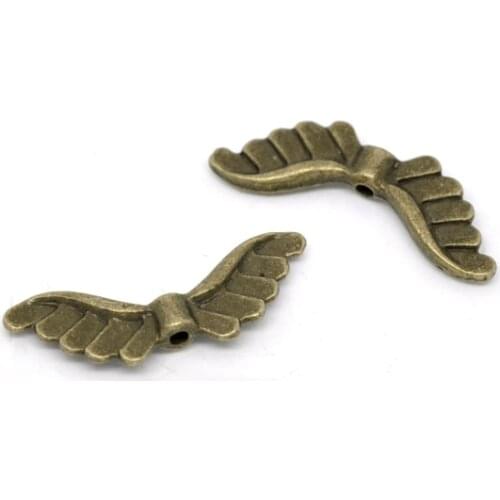 Zinc metal alloy Spacer Beads Wing Antique Bronze Pattern Color Plated About 24mmx8mm,Hole:Approx 1.5mm,15 PCs new