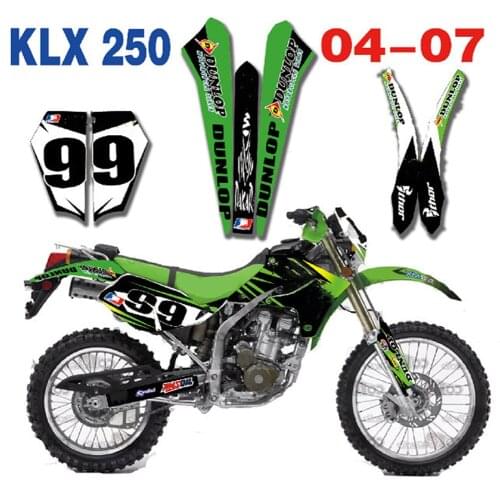 For Kawasaki 250 KLX Graphics Decals Stickers Free custom Team Numbers Name kits For Kawasaki KLX250 KLX 250 2004 2005 2006 2007