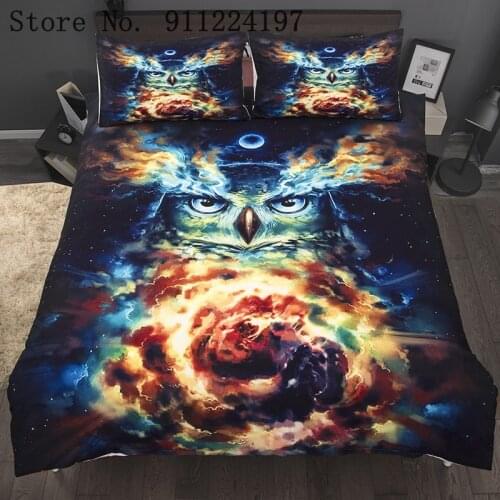 Home Textile Flame Owl Quilt Cover Animal Series Bed Sets Comforter Bedding Set Science Fiction Duvet Cover Queen King Size