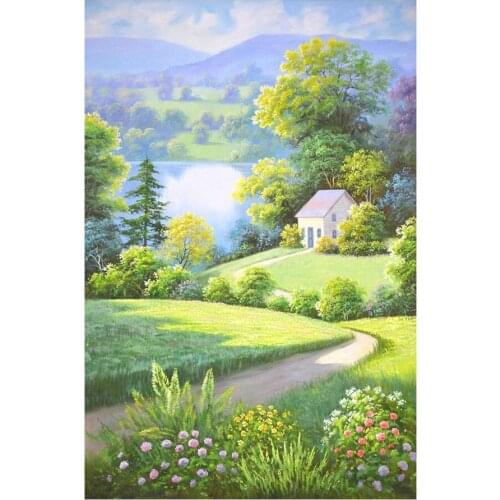 Lakeside Cottage Idyllic Scenery Diamond Painting Round Full Drill Scenic Nouveaute DIY Mosaic Embroidery 5D Cross Stitch Gifts