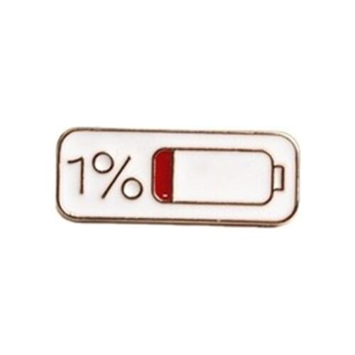 Enamel Pin 1% 9% Electricity Quantity Brooch Buckle Golden Metal Badge Bag Clothes Lapel Brooches For Women Men Kids Gifts