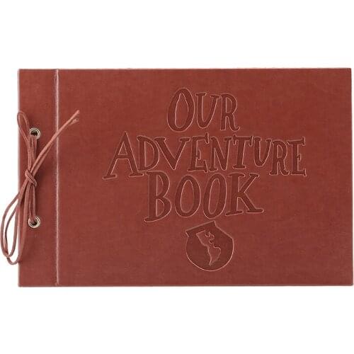80 Pages DIY Handmade Retro Photo Album Adventure Book Leather Cover with Concave Words Up Scrapbook Album For Memorial Tour