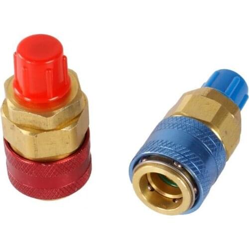 1 Pair Freon R134A H/L Auto Car Quick Coupler Connector Brass Adapters Air Conditioning Refrigerant Adjustable AC Manifold Gauge