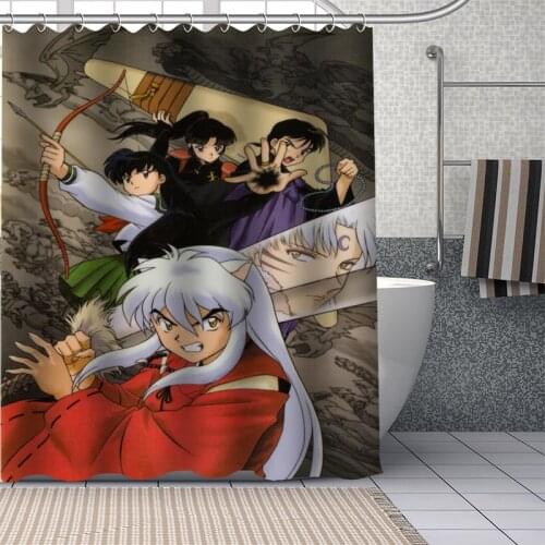 Hot Sale Inuyasha Custom Pattern Polyester Bath curtain Waterproof Shower Curtains DIY Bath Screen Printed Curtain for Bathroom