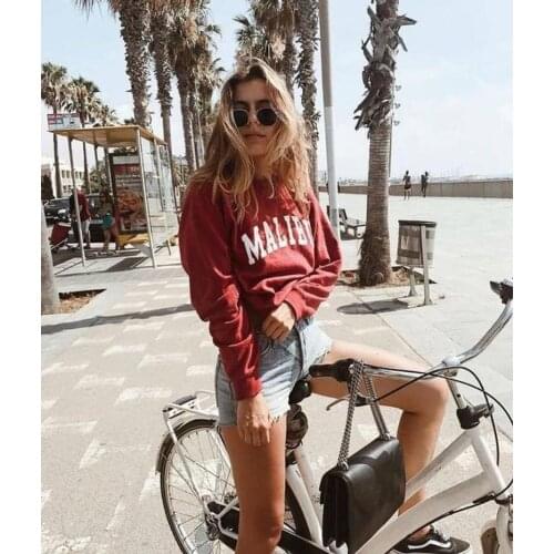 Malibu California Sweatshirt Hipster graphic funny Vintage 100% cotton grunge aesthetic pullovers Jumper Outfits tee top Sweats