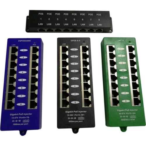 100/1000Mbps PoE Patch Panel mode AB 8 port IEEE802.3af/at PoE injector for Hikvision/MikroTik PoE Cameras/Wireless Bridge