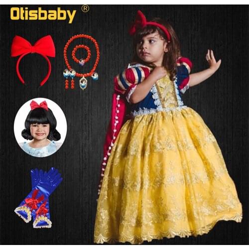 Halloween Snow White Costume Girls Princess Dress Kids Lace Puff Sleeve Gown Child Party Christmas Birthday Fancy Dresses Tutu