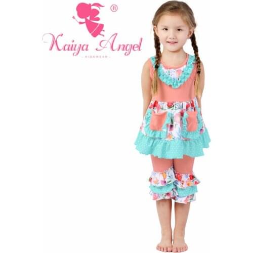 Kaiya Angel Baby Girl Floral Cute Children Clothing Valentines Day Boutique Summer Clothes Kids Casual Sport Outfit Wholesale