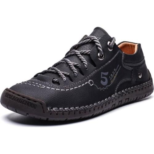 Men Casual Shoes Leather Fashion Men Sneakers Handmade Breathable Man Shoes Lightweight Mens Loafers Moccasins Plus Size 39-48