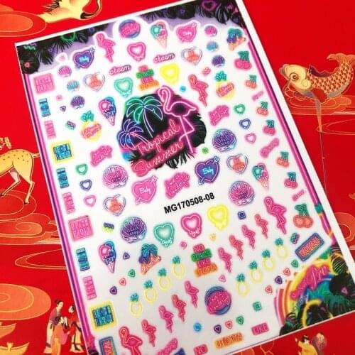 Flamingo Teddy Bear Nail Sticker 3D Back glue Nail decal Nail sticker Nail decoration Nail art Nail tool Nail ornament 46