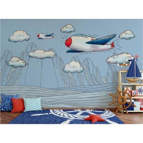 Custom mural on the wall photo wallpaper 3d Childrens room cartoon airplane colorful clouds Wallpaper for walls in rolls