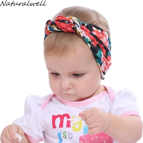Naturalwell Baby Girl Turban Headbands Child Top Knot Headwrap Cross Knot Head Wraps Bandeau Bebe Fille Hair Accessories HB526