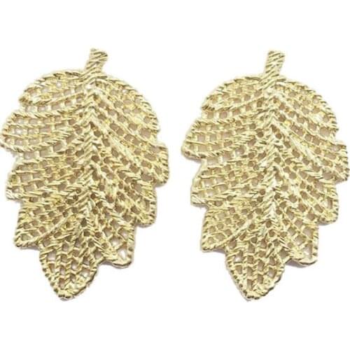 New Arrival HollowMetal Lace Leaf Studs Earrings For Women Brief Gold-Color Copper Leaf Post Earrings Fashion Jewelry Pendietes