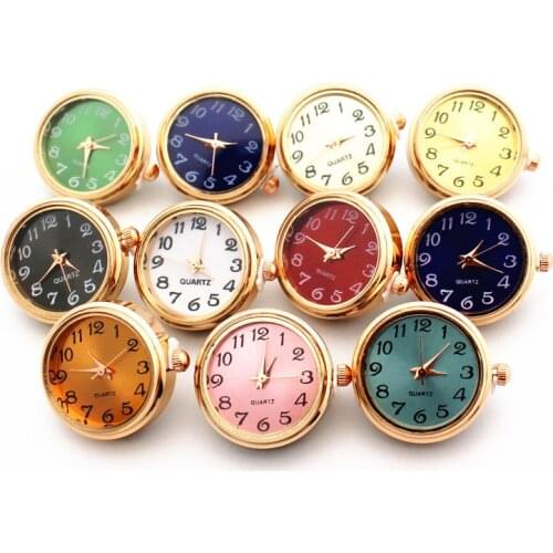 New Style Mixs 10pcs Rose Gold Glass Watch Snap Buttons Charms Fit 18mm/20mm DIY Snap Bracelet Replaceable Buttons DIY Jewelry