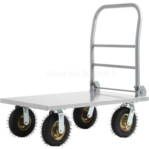 Flat truck warehouse steel plate tool cart folding truck trolley truck mute light hand cart
