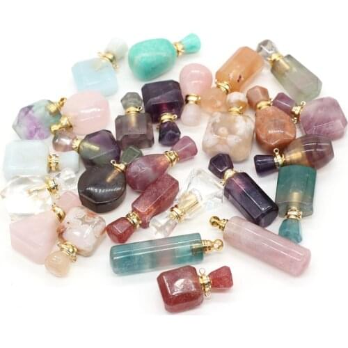 Natural stone Pendant Perfume Bottle Two-hole connection Exquisite Charms For Jewelry Making DIY Necklace Bracelet Accessories