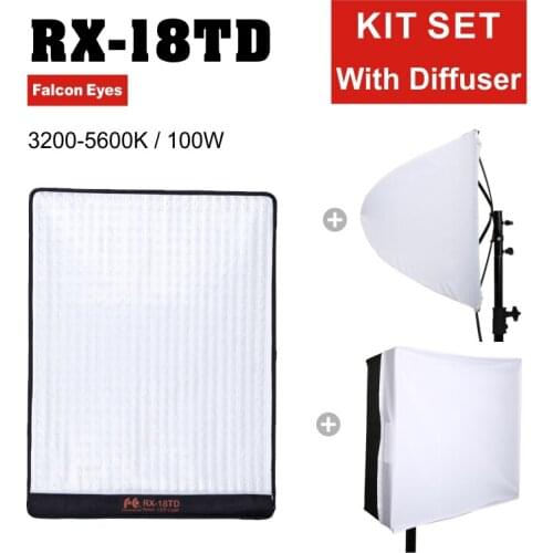 Falconeyes RX-18TD Portable Photography Lighting 100W LED Photo Video Light Flexible with Diffuser