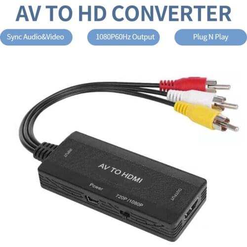 RCA to HD AV to HD Converter Analog to Digital Adapter L/R CVBS Audio Video Adapter Support PAL,NTSC3.58,NTSC4.43,SECAM,PAL/M