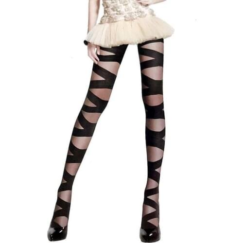 Sexy Skinny Women Tights Fashion Goth Rocker Cross Bandage Straps Pantyhose Personality street Nights club Tights