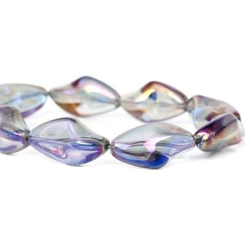 DoreenBeads Glass Loose Beads Irregular Purple AB Color Transparent About 23mm( 7/8") x 13mm( 4/8"),Hole: Approx 1.2mm,2 PCs