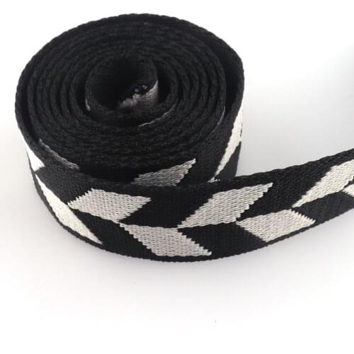 Woven Webbing Strap 38mm(1.5") Black Striped Canvas Fabric Belt Polyester Sewing Guitar Style Bag Leash Pet Collar