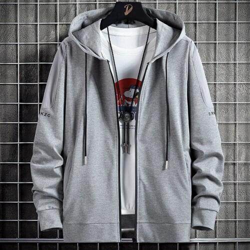 Spring Autumn Zip Up Hoodie Men Streetwear Black Grey Loose Hooded Sweatshirts Male Cotton Casual Hoody Jackets Big Size 8XL