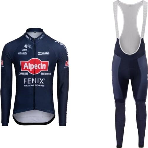 SPRING SUMMER 2021 ALPECIN FENIX TEAM LONG SLEEVE CYCLING JERSEY WEAR CLOTHES + BIB PANTS WITH GEL PAD SIZE XS-4XL