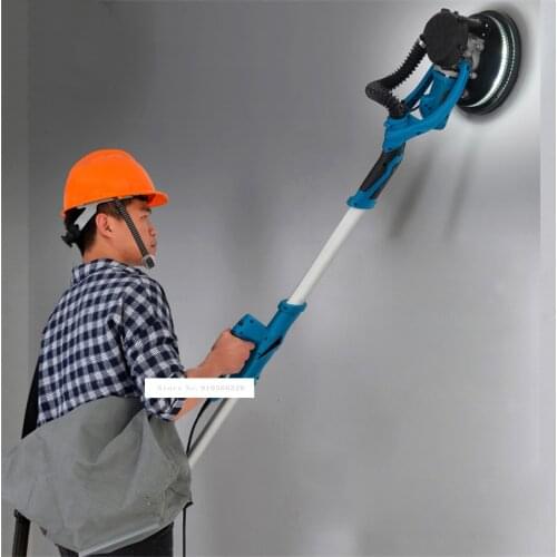 WN-1620 Electric Polisher Long Rod Wall Grinding Machine Dustless Wall Sander LED Light Wall Putty Polishing Sander 220V 1250W