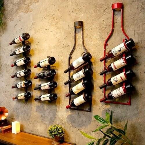 Iron hang ledge wine rack bottles of metal decorative wall frame bar accessories home bars champagne European ideas