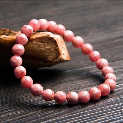 7mm Genuine Red Natural Rhodochroite Gems Stone Crystal Stretch Round Bead Natural Stone Bracelets For Women Femme