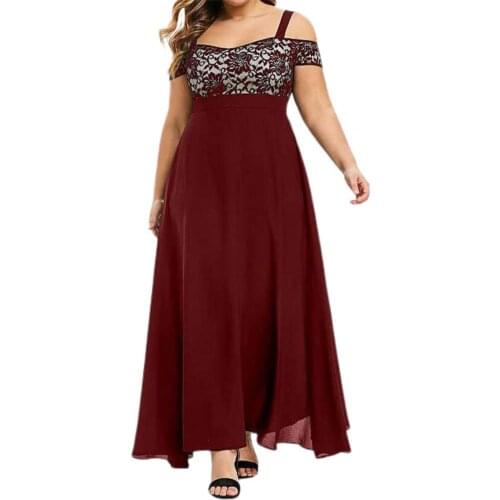Ladies Summer Dress Women Plus Size Floral Printing Lace Maxi Party Dresses Female large size Evening Long Dress vestidos verano