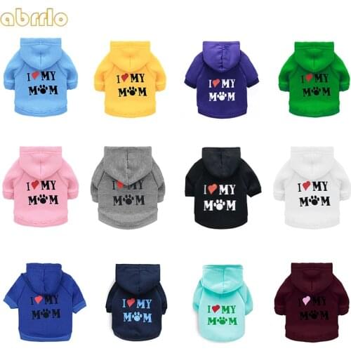 Winter Dog Clothes Puppy Sweatshirt Hoodie Letter Print Warm Pet Hoodies Cat Clothing For Small Dogs French Bulldog Chihuahua