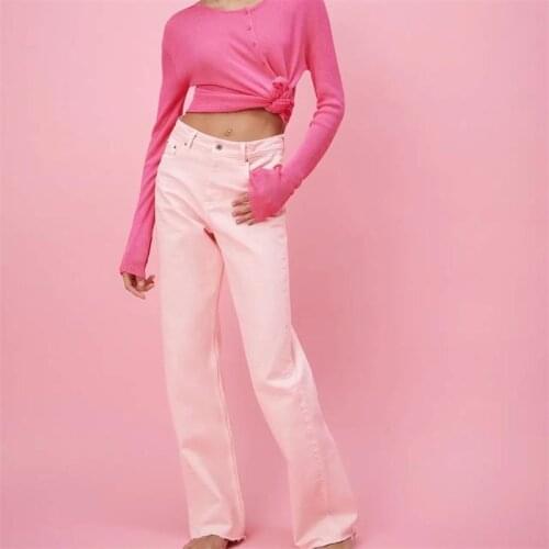 ZXQJ Women 2021 Fashion High Waist Straight Jeans Pants Vintage Zipper Fly Pockets Female Ankle Trousers Pantalones