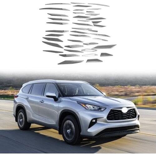 1 Set Stainless Steel Chrome Front Center Grille Grill Moulding Strips Cover Trim for Toyota Highlander 2020 2021