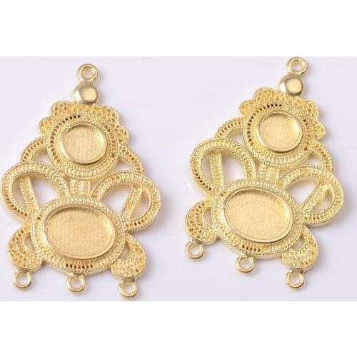 10Pcs 25*39mm Vintage Copper Charms Connector Pendant Base Cabochon Handmade Hairwear Earring DIY Jewelry Accessories