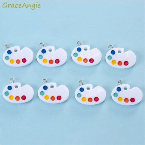 10pcs Resin Color palette Charms For Earrings Lovely DIY Pendant Enamel Charms Pendant DIY Popular Necklace Earrings Accessories