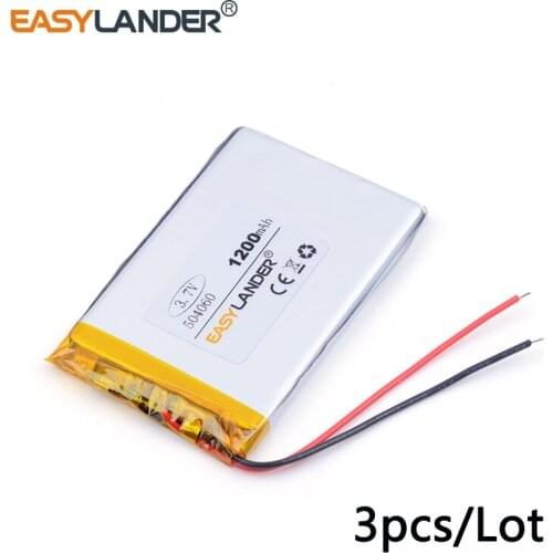 3pcs /Lot 1200mAH,504060 3.7v lithium Li ion polymer rechargeable battery for mp3 mp4 mp5 bluetooth,model toy mobile bluetoo