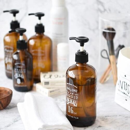 230ml 460ml Soap Dispenser Bathroom Brown Glass Refill Bottle for Shampoo Body Wash Hair Conditioner Liquid Storage Sub-bottle