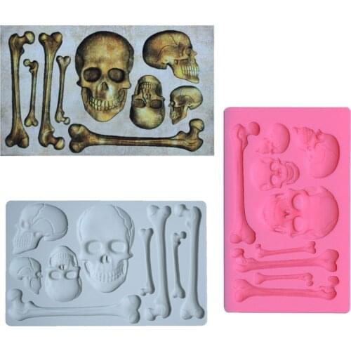Skull Head Bone Epoxy Resin Mold Halloween Decorations Silicone Mould DIY Crafts Ornaments Casting Tools