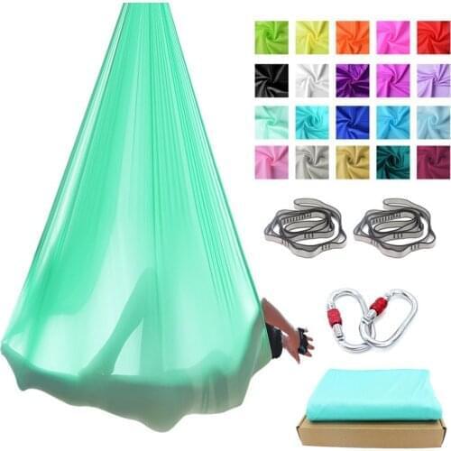 Pure color 18Yards/16.5Meters Aerial Anti-gravity Yoga Hammock set Swing Bodybuilding Gym Fitness Equipment Inversion Trapeze