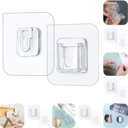 Double Sided Self Adhesive Hooks Kitchen Wall Mounted Hanger Waterproof Transparent Adhesive Seamless Hooks Photo Frame Holdlers