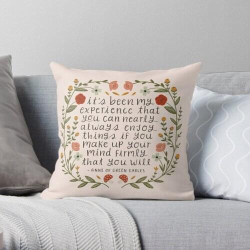 Anne Of Green Gables Enjoy Things Quote Throw Pillow Cushion Cover Polyester Throw Pillows Case On Sofa Home Car Seat Decor