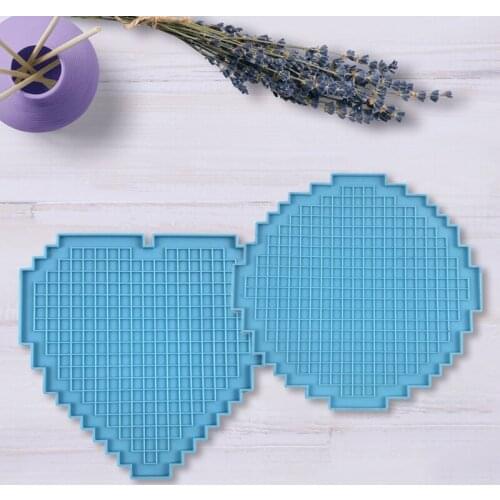 F3MF Pixel Puzzle Coaster Epoxy Resin Mold Cup Mat Tray Plate Casting Silicone Mould DIY Crafts Jewelry Home Decorations Casting