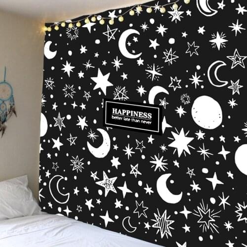Star and moon tapestry wall hanging Tarot tapestry polyester fabric star and moon pattern blanket tapestry home decoration