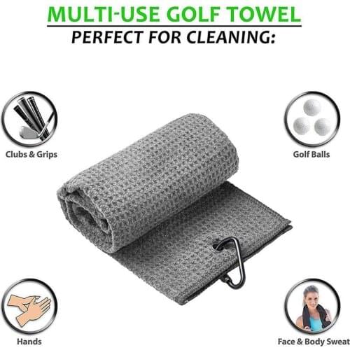 Golf towel Waffle Pattern Cotton With Carabiner Cleaning Clubs Hook Towels Outdoor Microfiber Cleans Hands Balls H3N8
