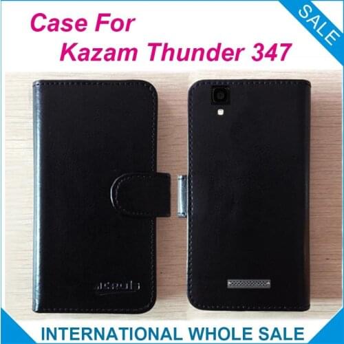 Hot!! 2016 Kazam Thunder 347 Case, 6 Colors High Quality Leather Exclusive Cover For Kazam Thunder 347 tracking