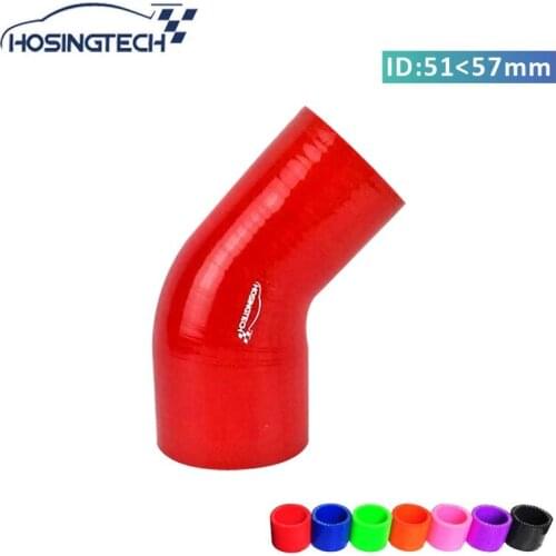 HOSINGTECH- high quality 2.25" to 2"(57mm-51mm) 3ply red 45degree silicone elbow air intake hose