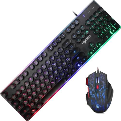 Gaming Keyboard Mouse Combo USB Wired Luminous Keybord Gamer Kit Waterproof MultiMedia LED RGB Backlit Keyboard And Mouse For PC